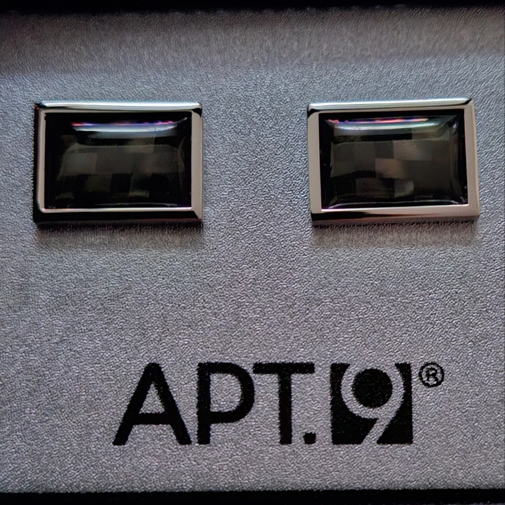 Apt. 9 Cuff Links Silvertone w Black Geometric Pattern Suit, Wed Tuxedo, Blouse